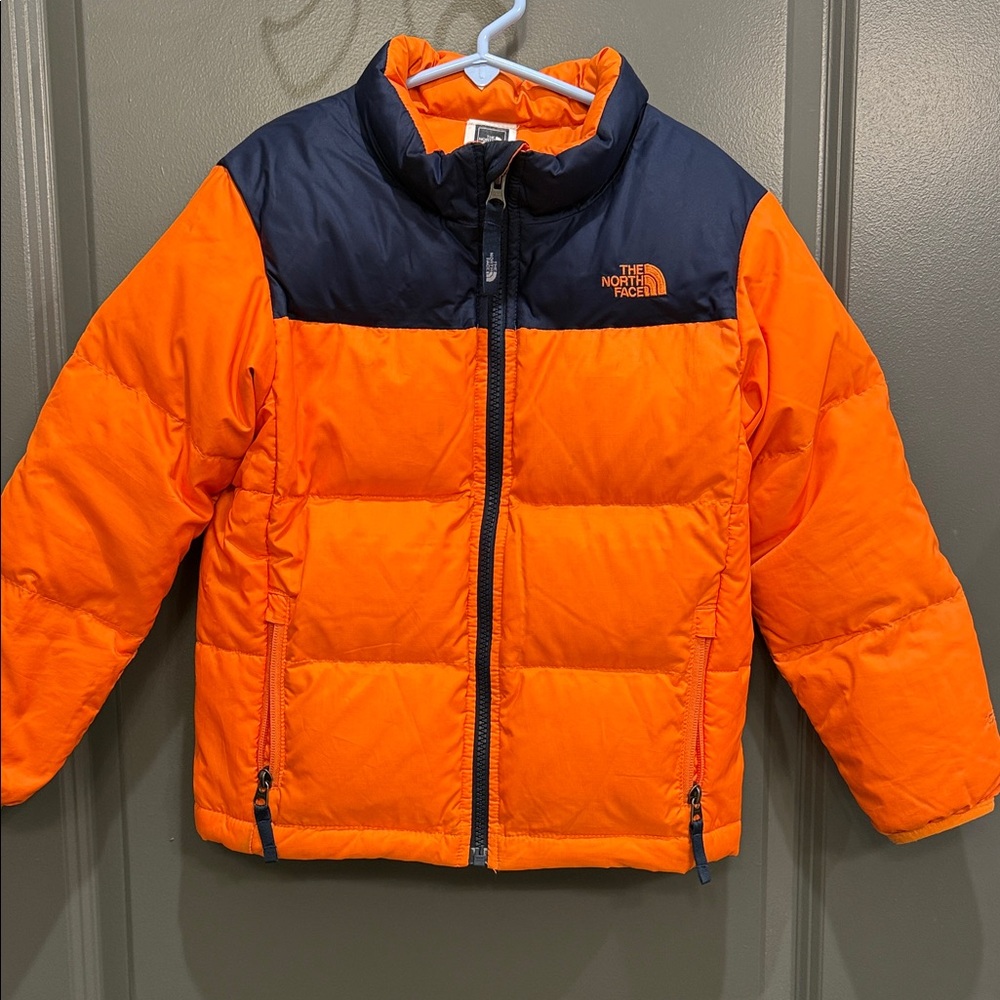 The North Face Vibrant Orange and Dark Blue Jacket